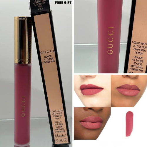 GUCCI Rouge à Lèvres Liquide Mat 6.5ml ลิปลิควิดแมท Cream-to-Powder Rose Extract+Hyaluronic ติดทน เลือกสีได้