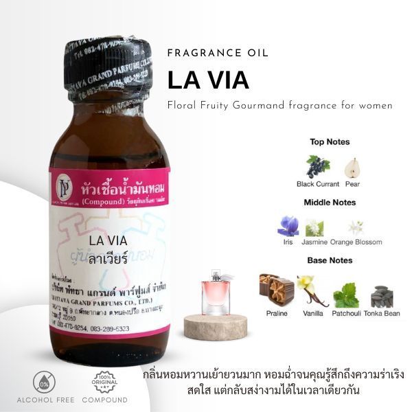 หัวเชื้อน้ำหอม กลิ่นLA VIA ลาเวียร์-ขนาด 30 ML[กลิ่นหอมที่ทั้งหอมหวานลึกซึ่งชวนหลงใหล]