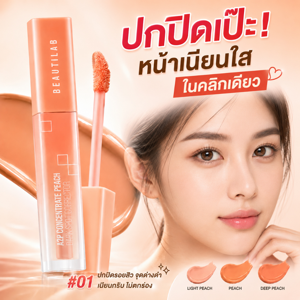 [พร้อมส่ง] BEAUTILAB A2P Concealer& Peach Corrector คอนซีลเลอร์ ปกปิดรอยคล้ำใต้ตา ไม่ตกร่อง ติดทน กันน้ำ กันเหงื่อ