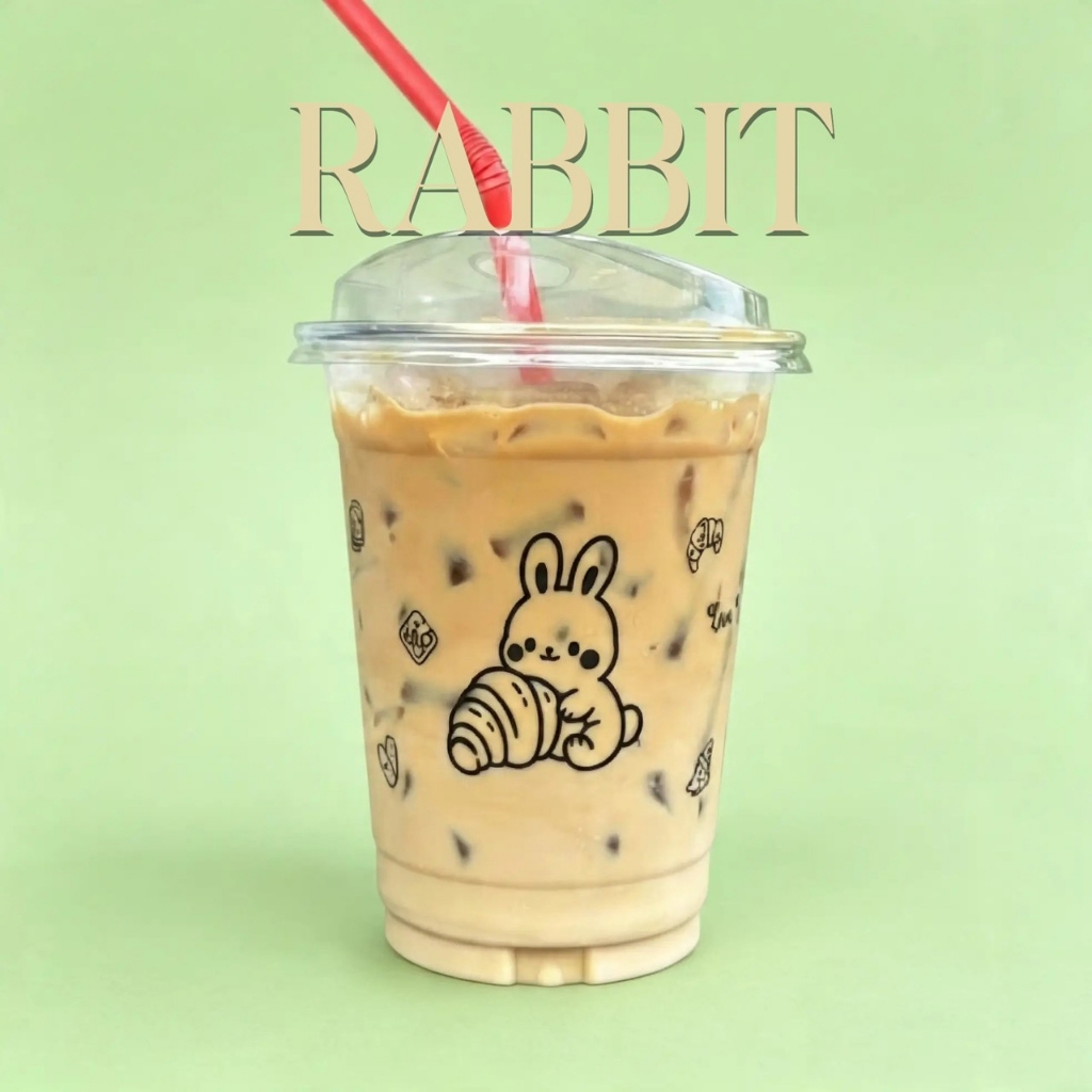[Rabbit-FC] แก้ว PET ยี่ห้อ FPC ขนาด 16oz รุ่น FC สกรีน ลายกระต่ายน่ารัก มีสีให้เลือก บรรจุ 100 ใบ (เฉพาะแก้วไม่รวมฝา)