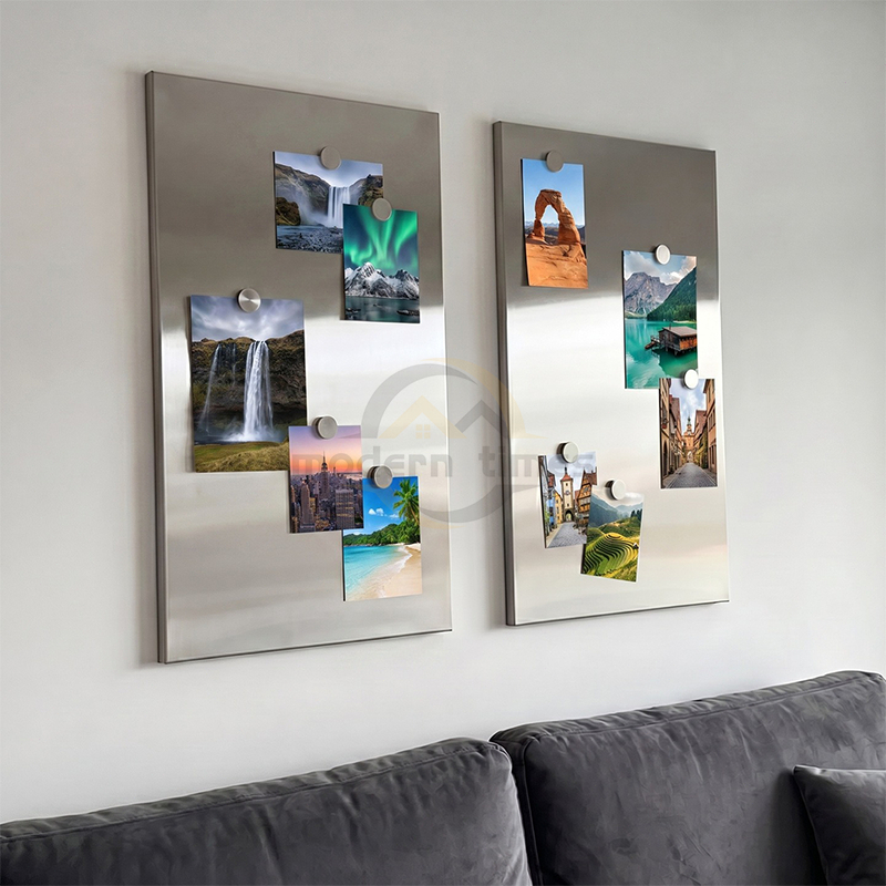 COD สแตนเลส304 แขวนภาพ Magnetic Wall Board แผ่นบอร์ดแม่เหล็ก ติดผนัง โชว์รูป ตกแต่งบ้าน มินิมอล Bauhaus