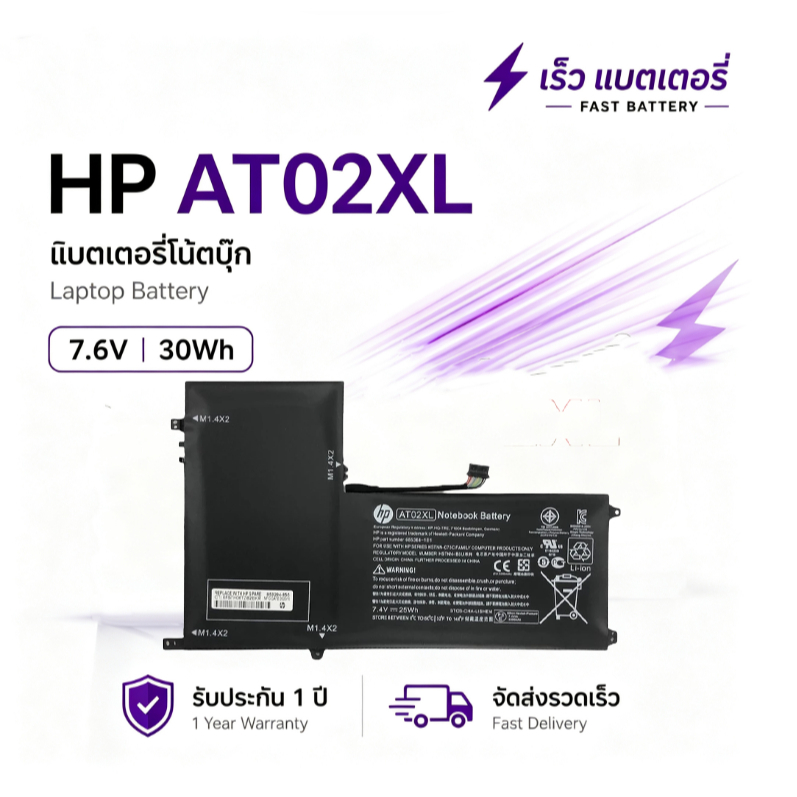 แบตเตอรี่ AT02XL สำหรับ HP ElitePad 900 G1 Series