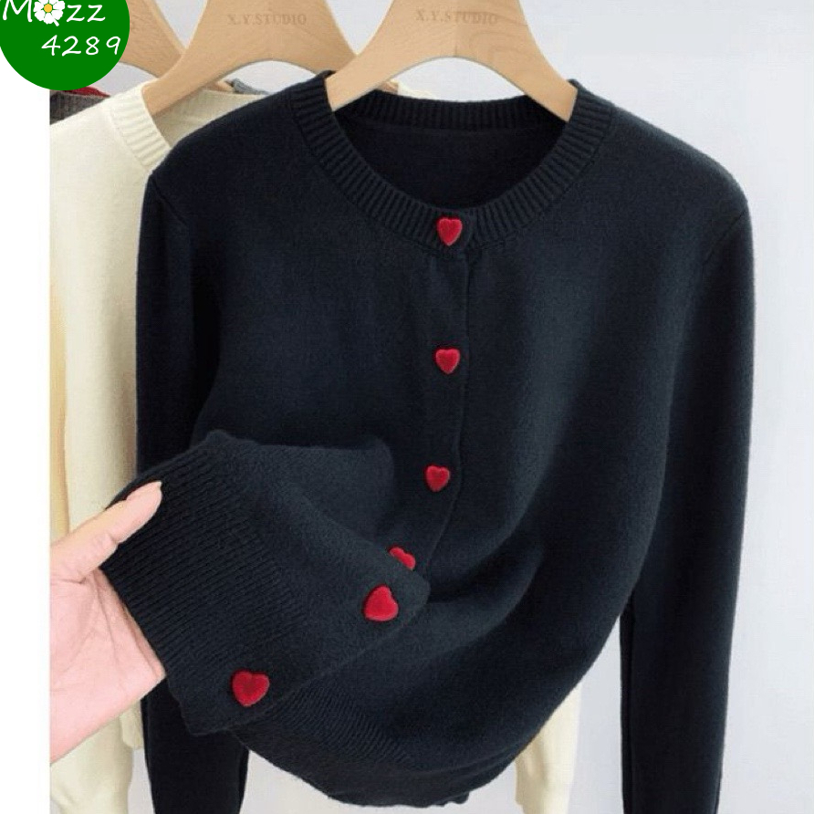 MQzz4289 *พร้อมส่ง* เสื้อคาร์ดิแกนถัก เสื้อสเวตเตอร์ผู้หญิง สไตล์ใหม่ ดีเทลกระดุมหัวใจ สาวอวบใส่ได้