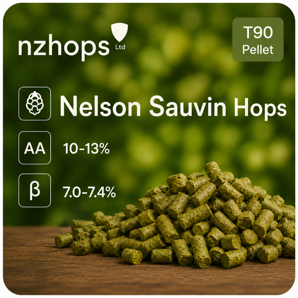 ฮอป ทำเบียร์ Nelson Sauvin Hops T90 แบรนด์ NZ Hops (57g.) Crop 2026