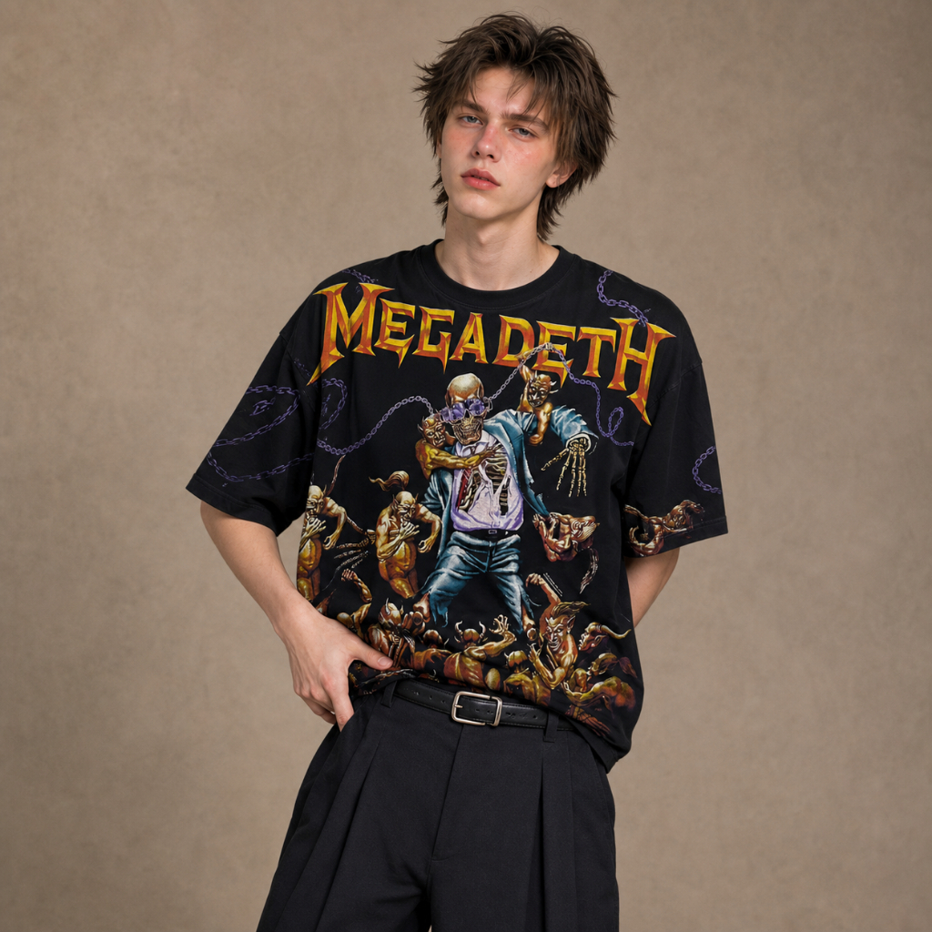BLAXROXX | MEGADETH® | [MGD022] | เสื้อวง OVP สีจม | เสื้อยืดคอกลม แขนสั้น | สกรีนลายคมชัด ไม่หลุดลอก | Cotton100%