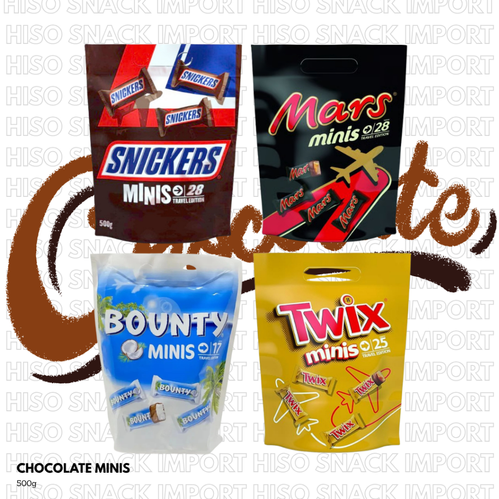 Chocolate Minis 500g จากเเบรนด์ดังรวม 4 แบรนด์ (Twix , Snickers , Mars , Bounty)