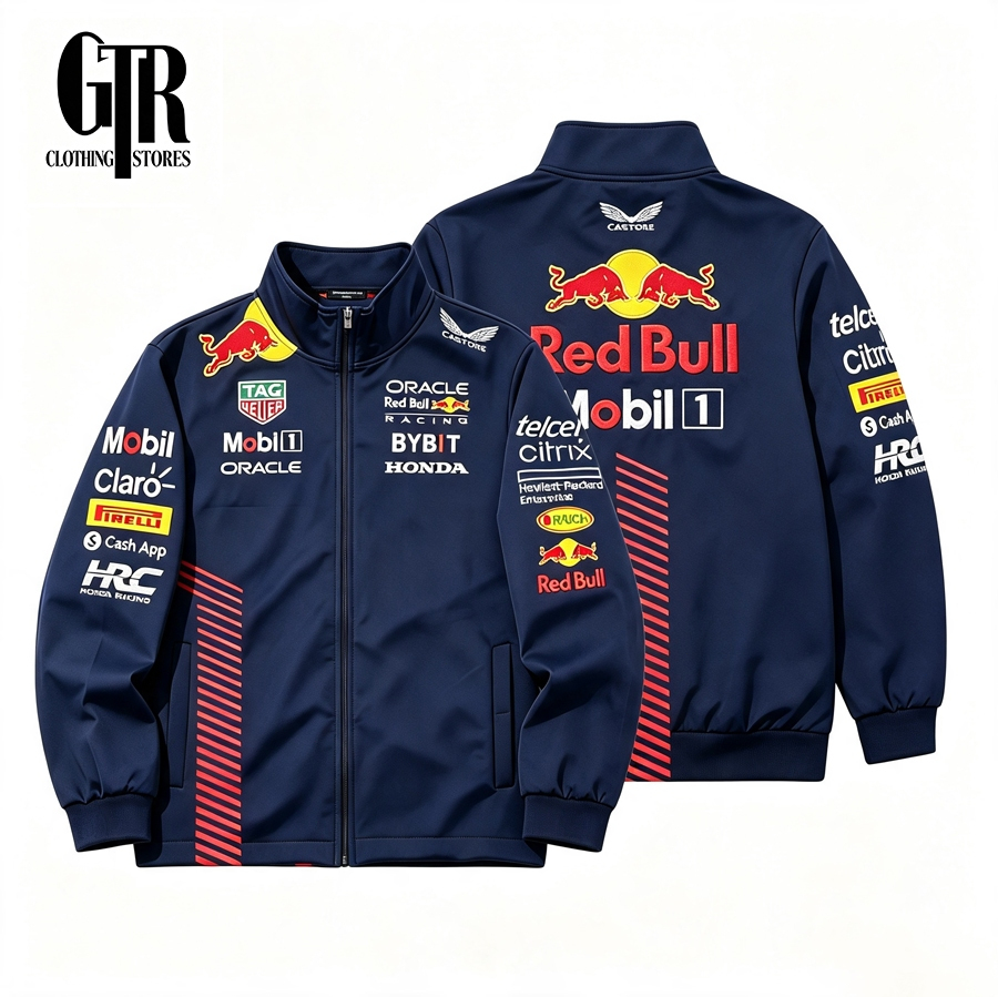 F1 Redbull ผู้ชาย รถแข่ง แจ็คเก็ต ปักลม แขนยาว กันลมกันน้ำ ทรงหลวม สไตล์สตรีท ลำลอง สูงคุณภาพสูง ระบายอากาศ สำหรับผู้ชาย