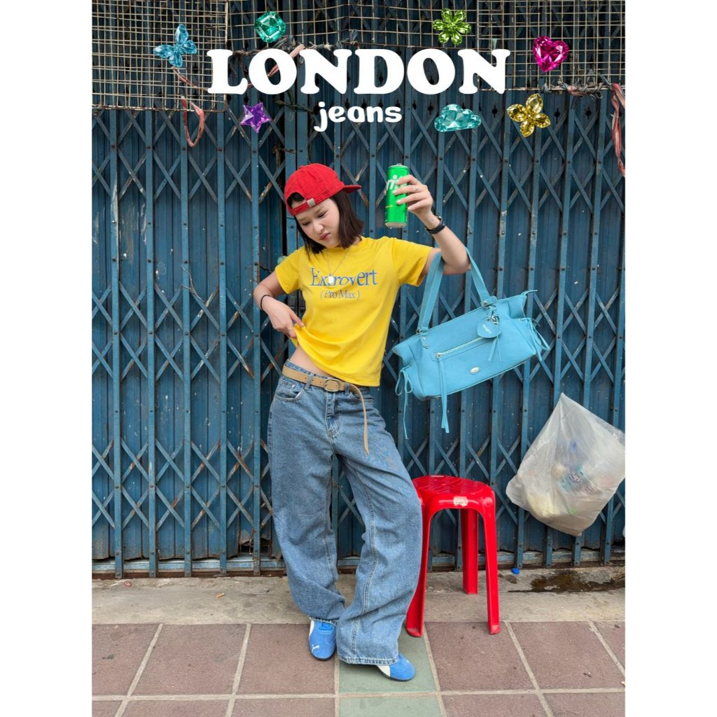 Lazy - cc - London jeans - กางเกงยีนส์ขายาวทรงกระบอกตรง (พร้อมส่ง)