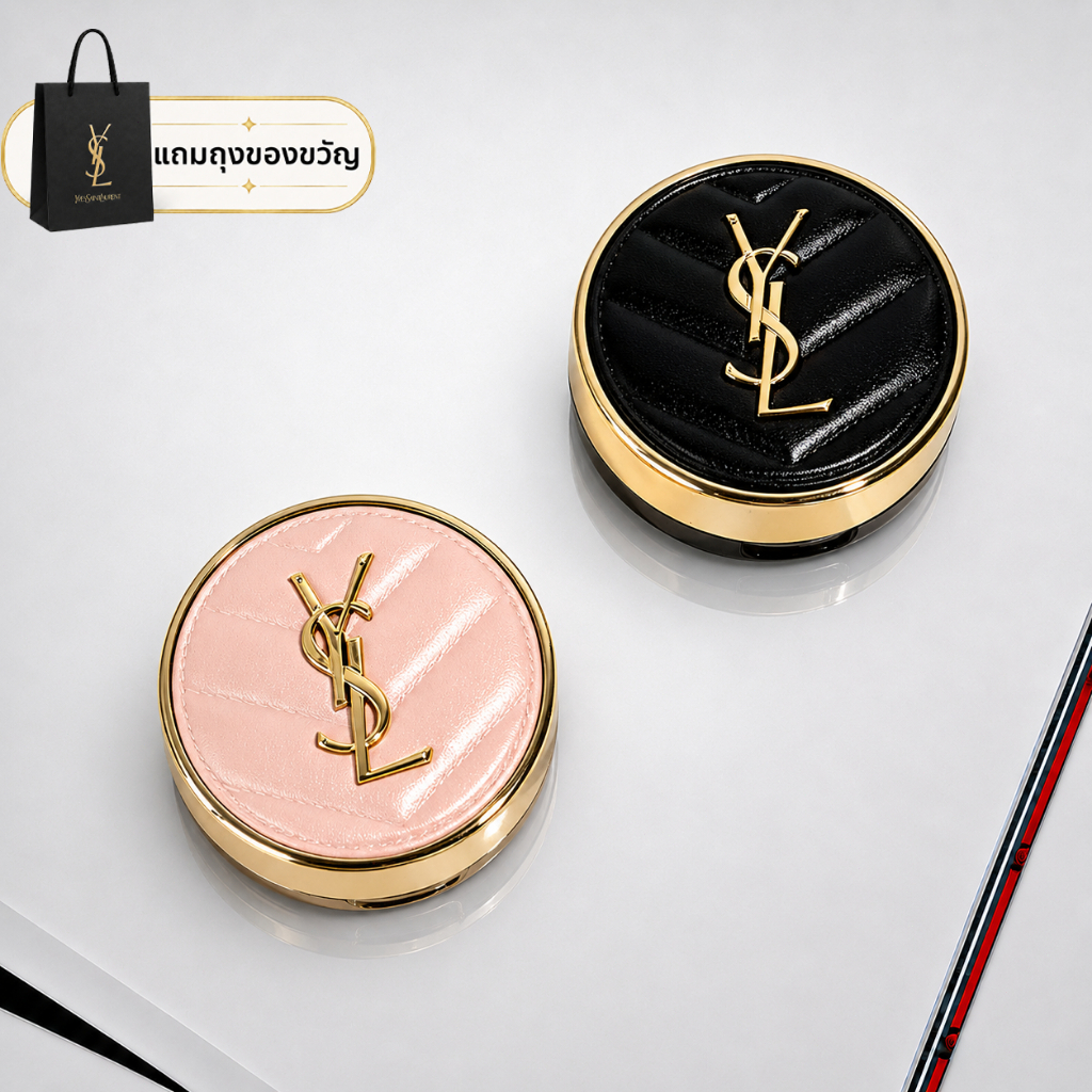 [พร้อมส่ง] [จัดส่งทันที]💄 YSL Touche Eclat Glow Pact Cushion รองพื้นคุชชั่น ฝาสีชมพู ฉ่ำโกลว์ ผิวน้ำ