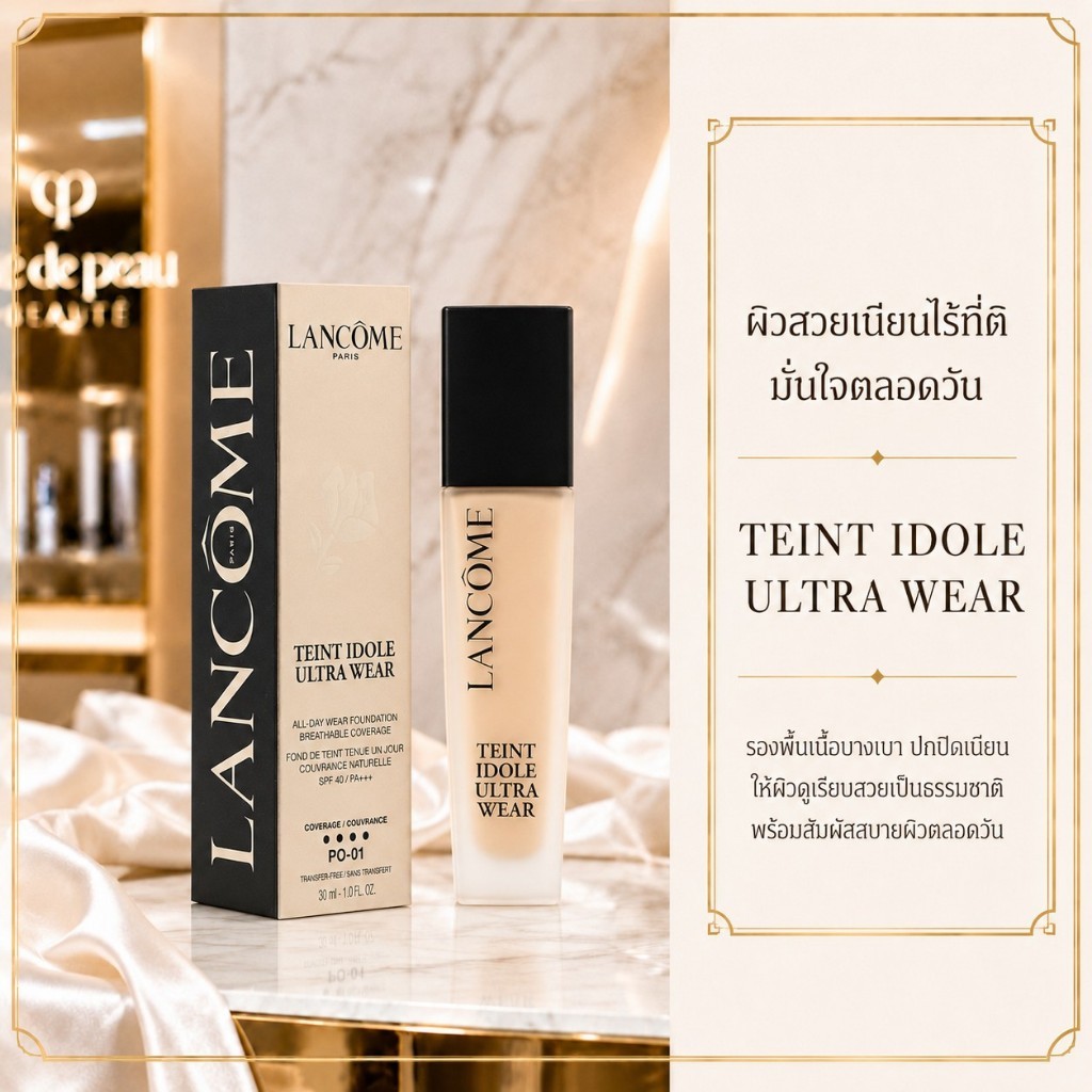 พร้อมส่ง ของแท้ Lancome Teint Idole Ultra Wear รองพื้นลังโคม คุมมัน 24 ชม. เลือกสีได้ 30ml ปกปิดสูง เนียนกริบ