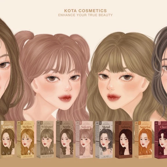 [ร้านบริษัท]KOTA COLOUR CREAM ครีมย้อมผมโคตะ สูตรใหม่เพิ่มการบำรุง 5 เท่า กลิ่นหอม  ไม่แสบหนังศีรษะ