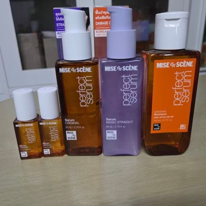 Mise en Scene Perfect Original Shampoo 140ml / Serum Original สำหรับบำรุงผมแห้งเสีย 80mlและ (15ml ขนาดเล็กขายเป็นคู๋)