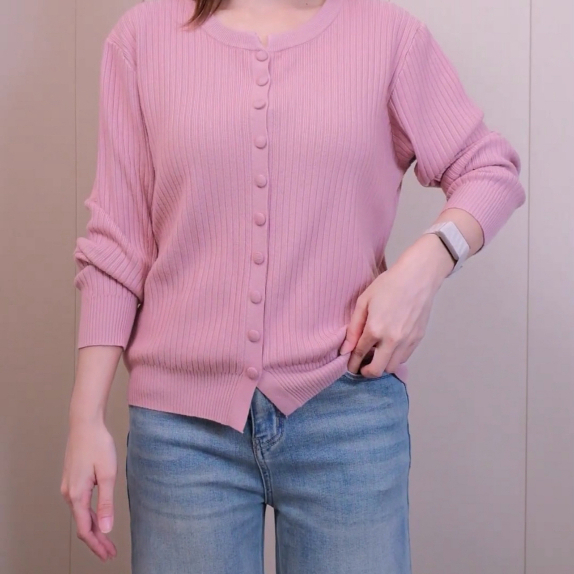 Chanan☘️CN180 (5สี) เสื้อไหมพรมคอกลม กระดุมหน้า ดีไซน์เรียบๆ สุภาพ ใส่ได้หลายโอกาส