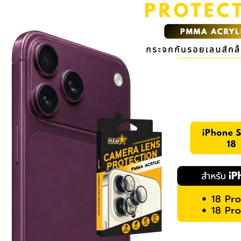 iStar ฟิล์ม เลนส์กล้อง ฟิล์มกระจก วงใส for iPhone 18ProMax 18Pro