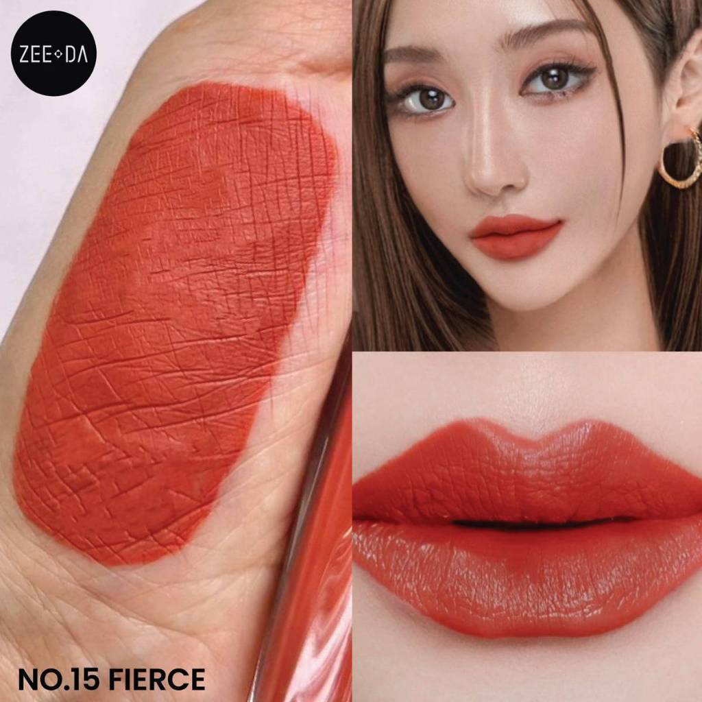 zeeda lip matte #15 Fierce สีส้มจริง