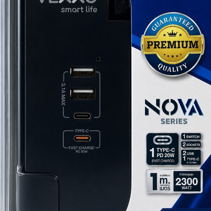 VEXXO NOVA Series ปลั๊กพ่วงพร้อมช่องเก็บสาย รุ่น TSPD-212C