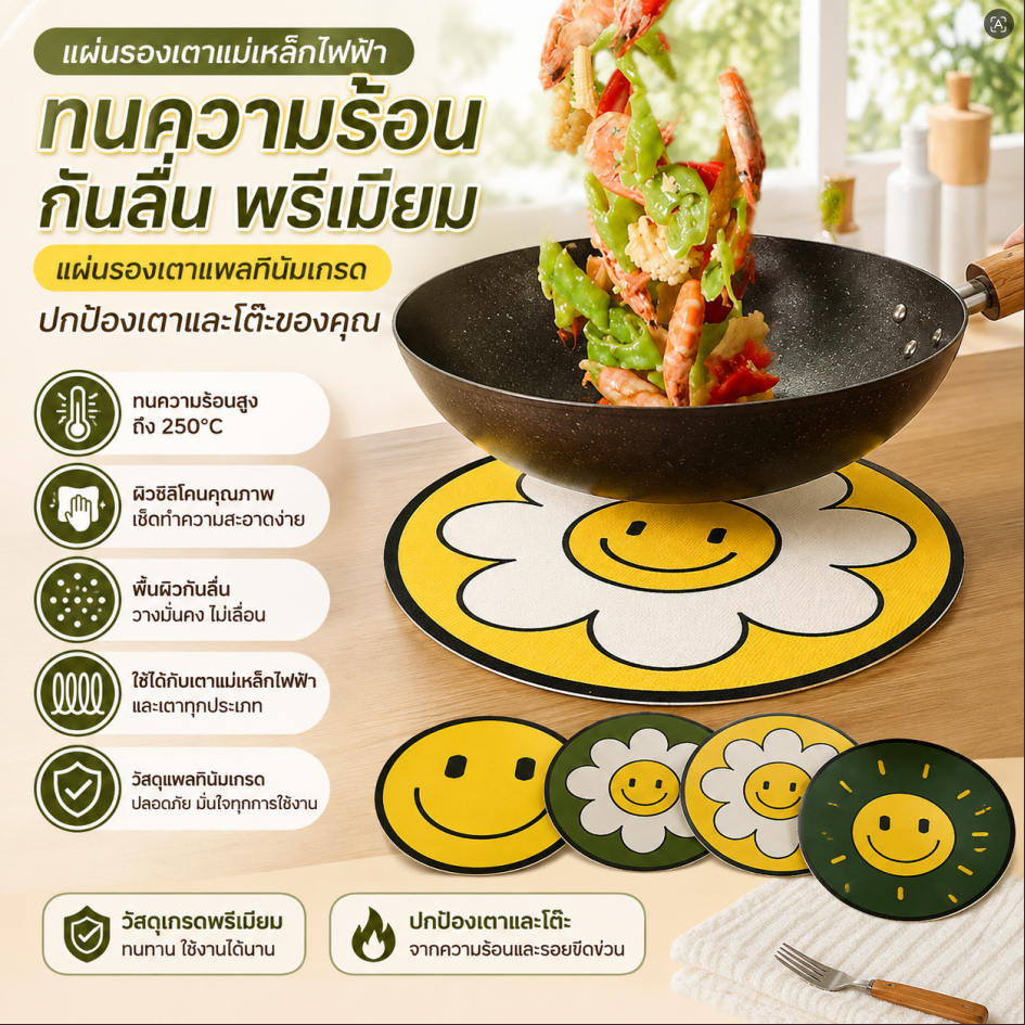 LEMO-T Heat Resistant Non-Slip Induction Cooker Mat - Platinum Grade, High Temp Pad