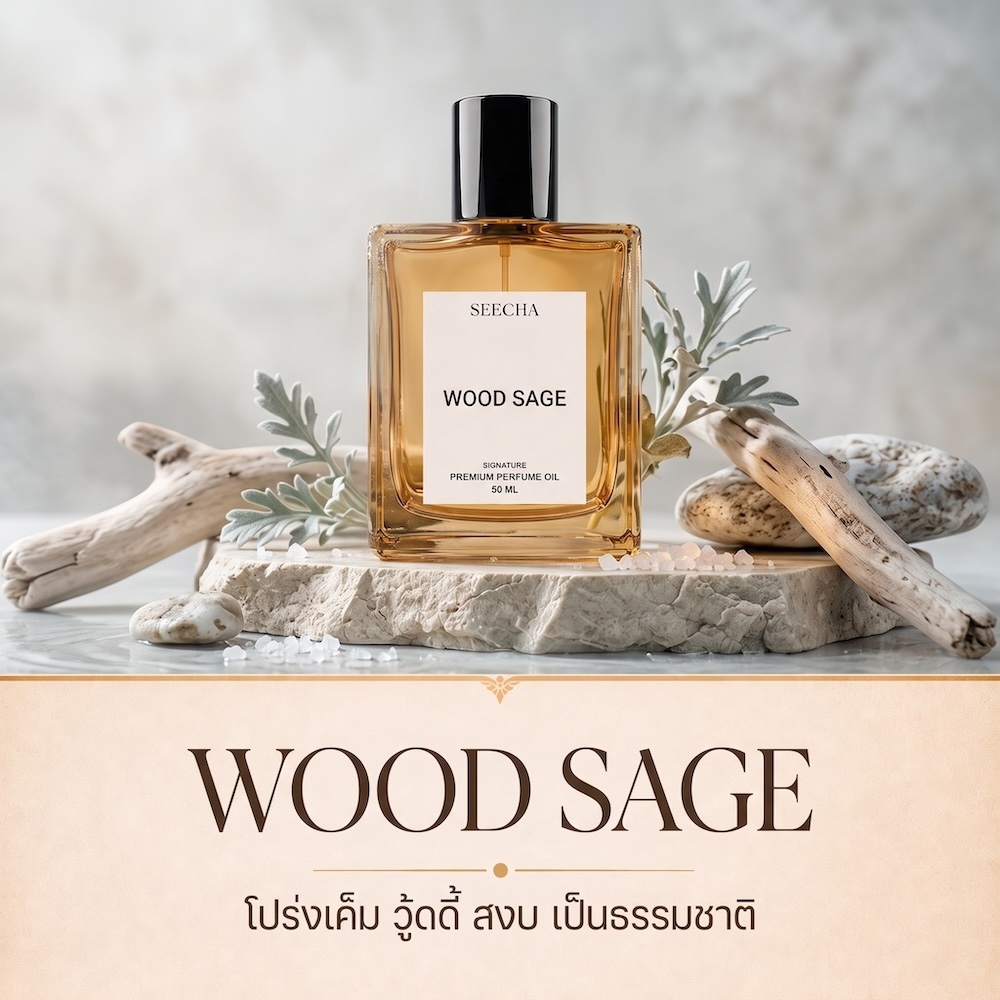37 WOOD SAGE วุ้ดเสจ ซีซอลท์ Seecha Oil Perfume น้ำหอมสีชา 50ML ขวดใหญ่ ใช้ได้นาน 1-2 เดือน
