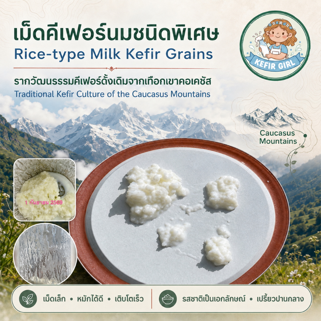Milk Kefir Grains เม็ดคีเฟอร์นม ,  ( The Caucasus Mountains grains )1 tea spoon ~ 8g