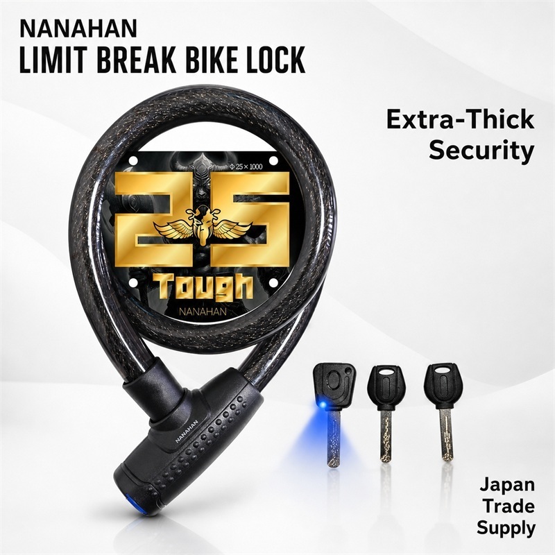 NANAHAN Bike Lock - Limit Break, Extra Thick φ25mm x 1000mm, 54 Wire, High Strength PVC, Theft Preve
