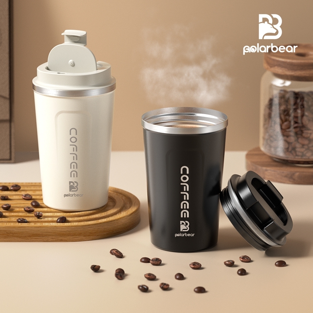 Polarbear แก้วกาแฟพกพา เก็บความเย็น แก้วกาแฟ แก้วเก็บอุณหภูมิ สแตนเลสแบบพกพา น้ำสแตนเลส 380ML 510ML