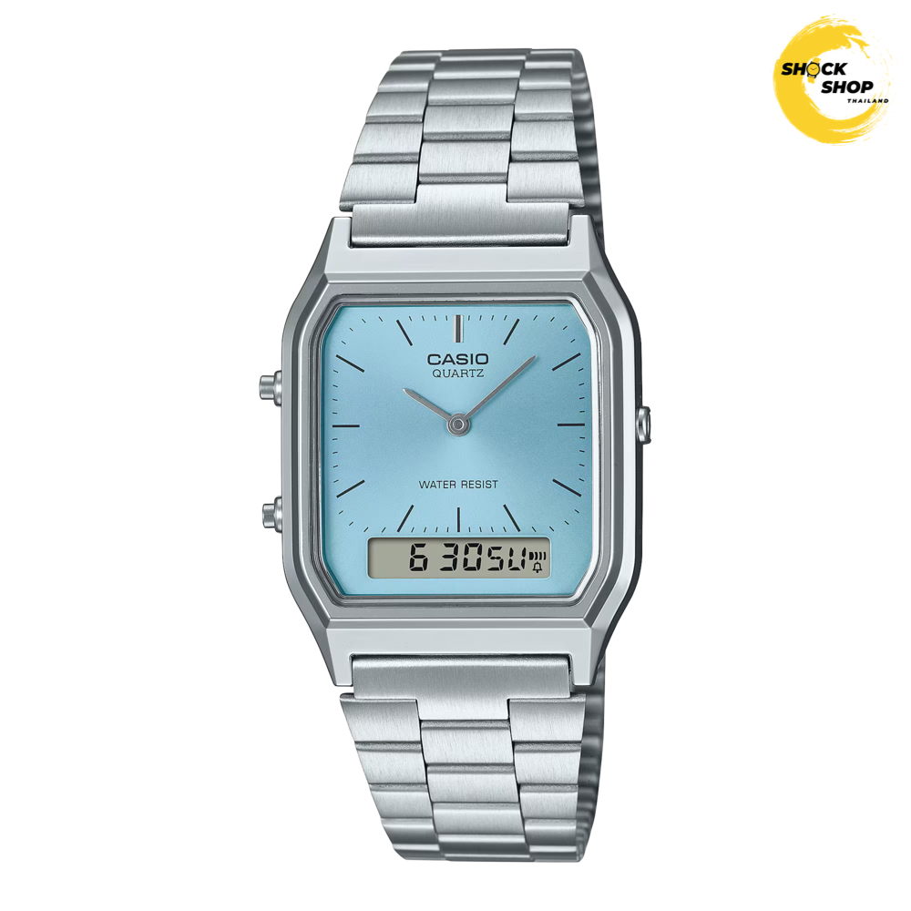 CASIO นาฬิกาข้อมือผู้หญิง รุ่น AQ-230A วัสดุสเตนเลสสตีล สีเงิน คาสิโอ