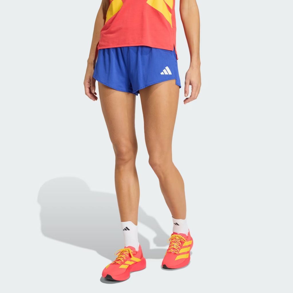 กางเกงวิ่งผู้หญิงขาสั้นสีน้ำเงิน ขายาว4นิ้ว Adidas Adizero JY8637 All Time Classics