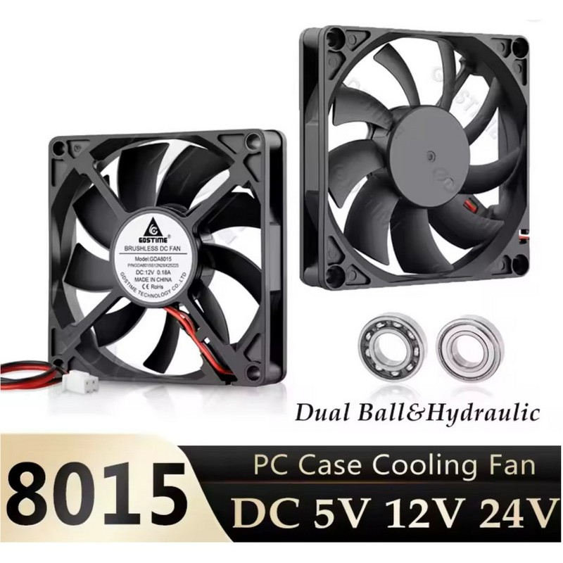 GDSTIME 8015 80x80x15mm 24V Dual Ball Bearing Axial Fan 3D Printer Cooling Fan 80mm