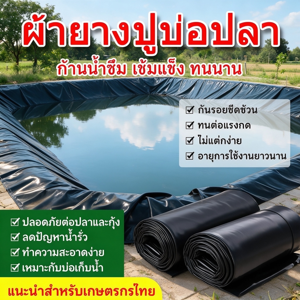 COD พลาสติกปูบ่อ หนา500ไมครอน หนาสุด ๆผ้ายางบ่อปลา ผ้าปูบ่อ HDPE บ่อผ้าใบ ปูบ่อ คงทนกว่า 50 ปี