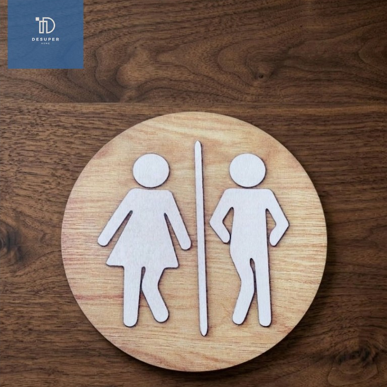 ป้ายห้องน้ำไม้โมเดิร์น วินเทจ Restroom Sign ป้าย Toilet ชายหญิง ป้ายติดหน้าห้องน้ำ คาเฟ่ ร้านอาหาร