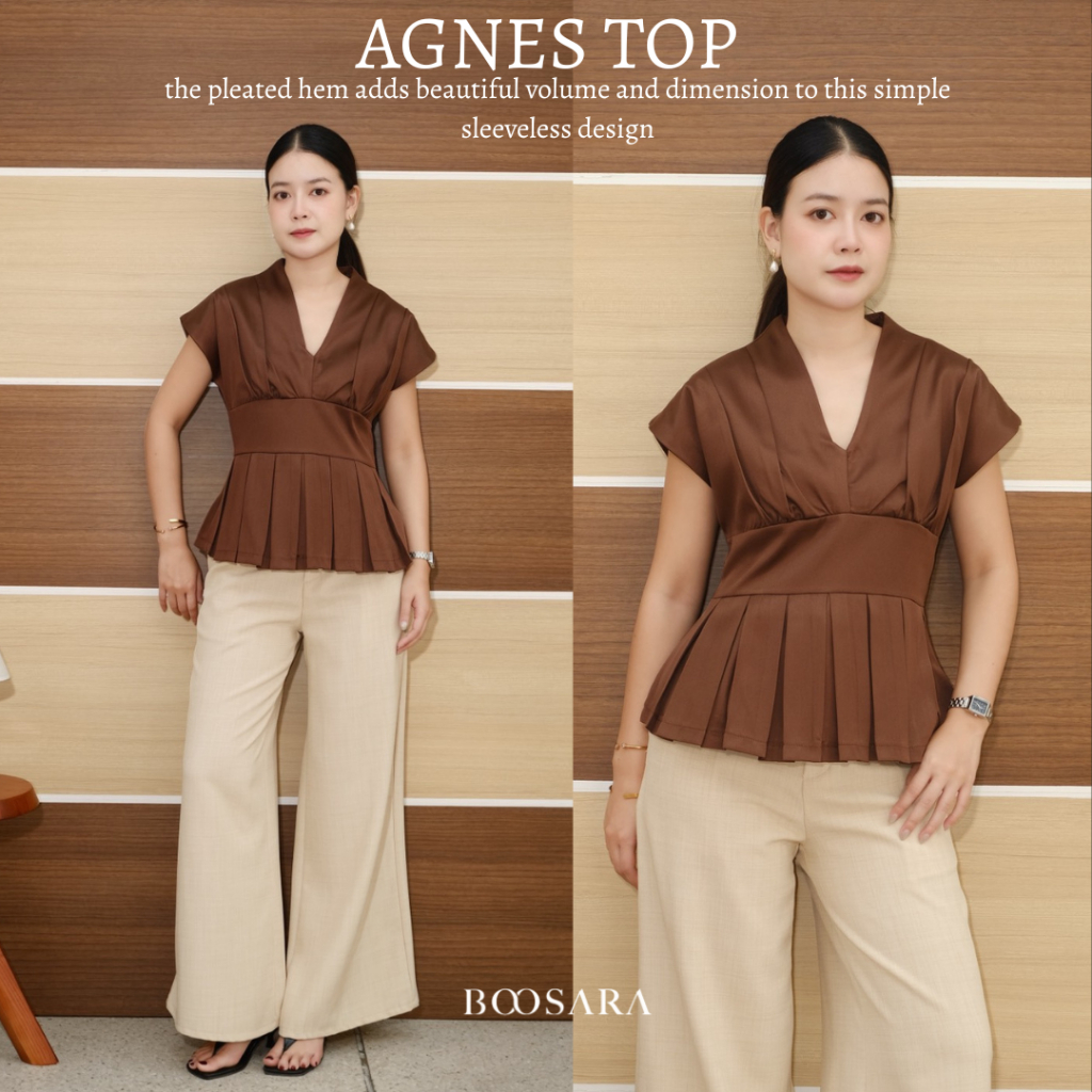 BOOSARA : Agnes Top (แอกเนส) เสื้อใส่สบายใส่ไปทำงานหรือไปเที่ยวก็เอาอยู่ เสื้อผ้าผู้หญิง- BSR C.