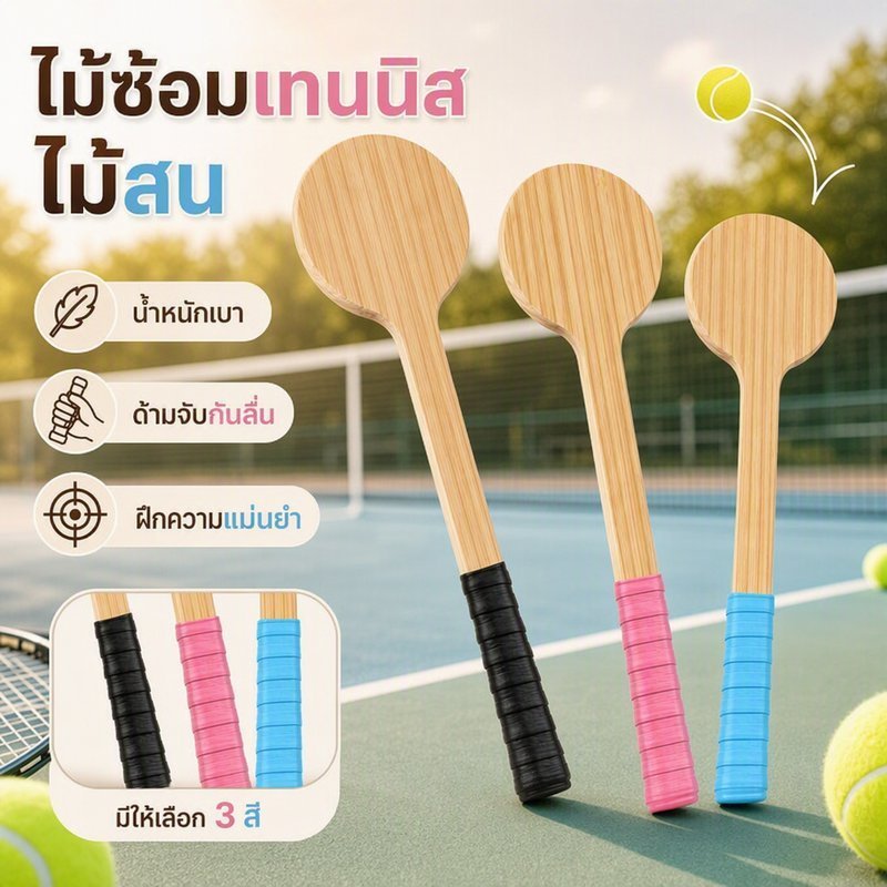 ไม้ซ้อมเทนนิส ผู้ใหญ่ ด้าม G5 กันลื่น น้ำหนักเบา ฝึกความแม่นยำ คุมหน้าไม้ ฝึกสวิง