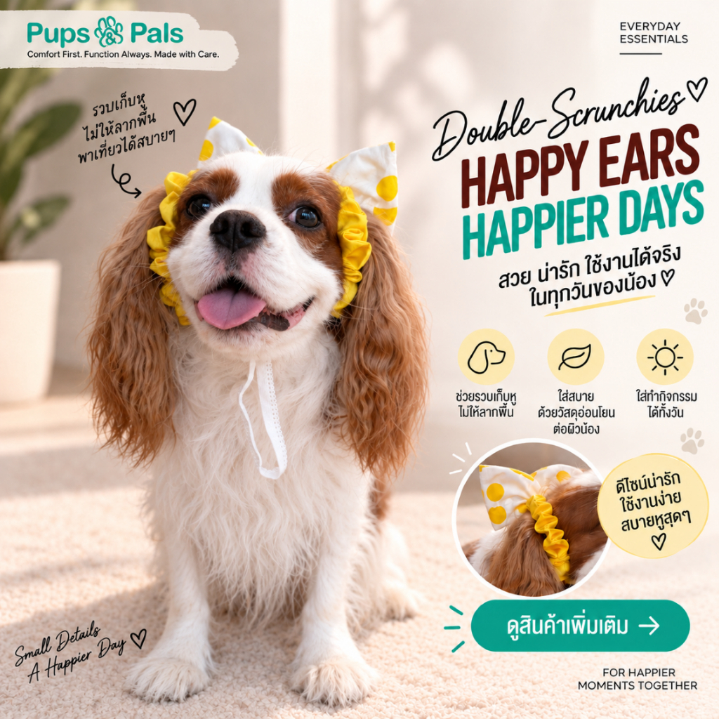 Pups&Pals Giant Bow Double Scrunchie โดนัทยกหูกันเลอะ