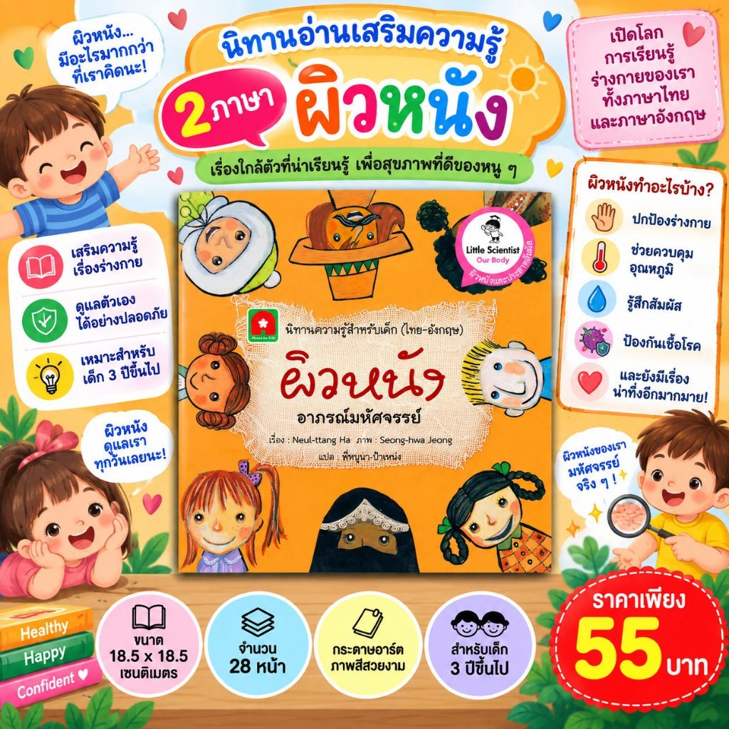 Aksara for kids หนังสือนิทาน 2 ภาษา ผิวหนังอาภรณ์มหัศจรรย์