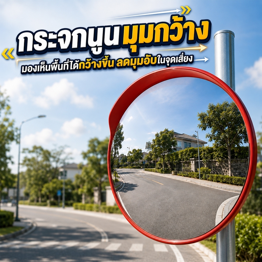 Fitness กระจกนิรภัยกันขโมย Traffic Convex Mirror กระจกโค้งจราจร มุมกว้าง เพิ่มความปลอดภัย