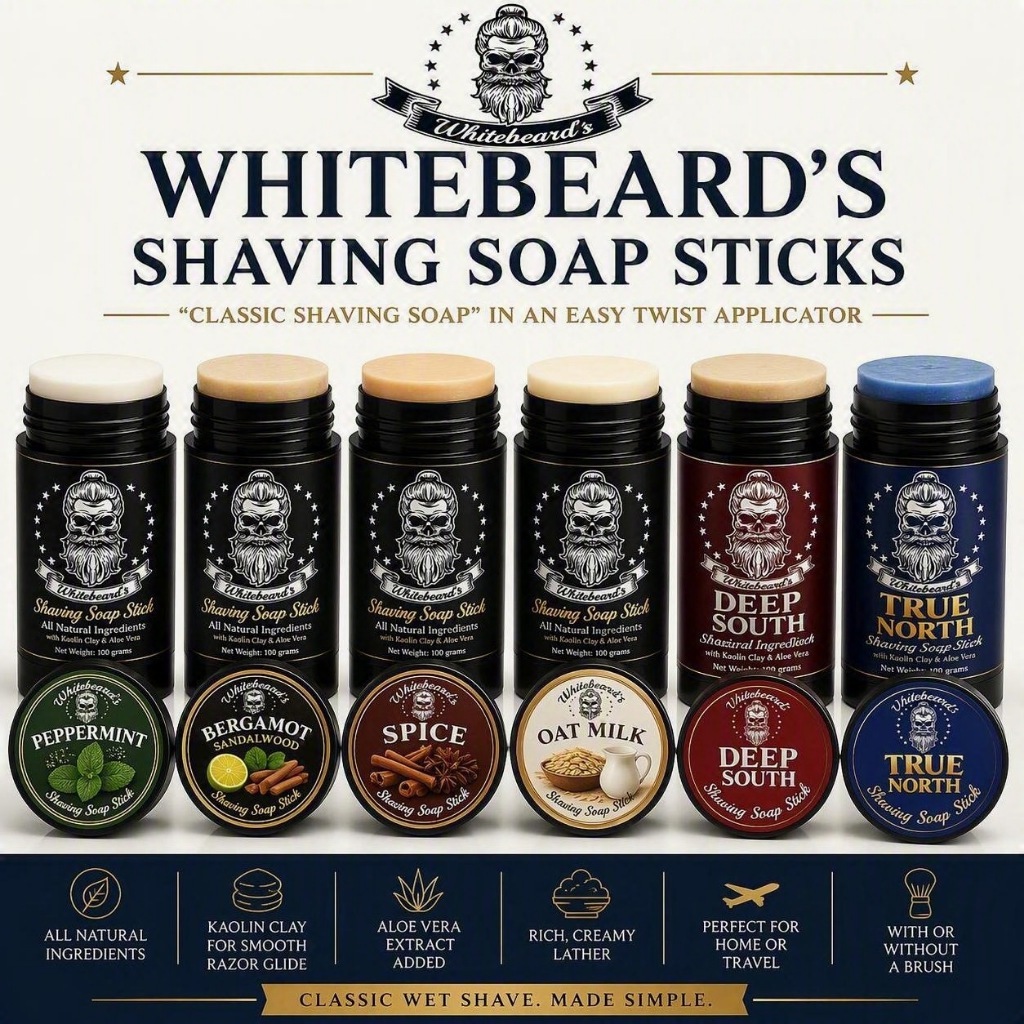 Whitebeards Shaving Soap Stick - New in Twist Up Case