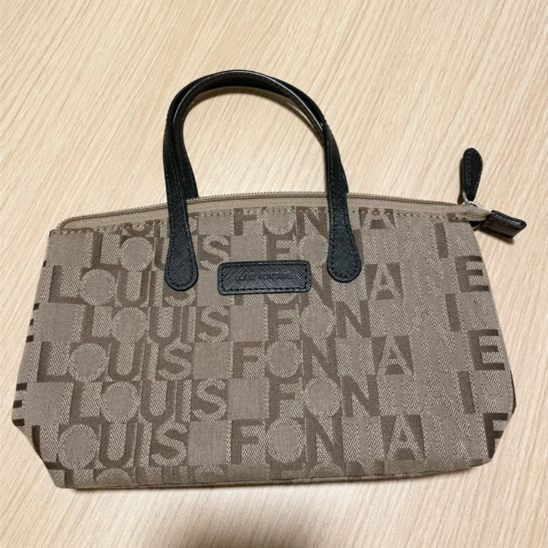 Louis Fontaine กระเป๋าถือผู้หญิง แท้ มือสอง สภาพดี ผ้าทอลาย Monogram สีกากี/น้ำตาล