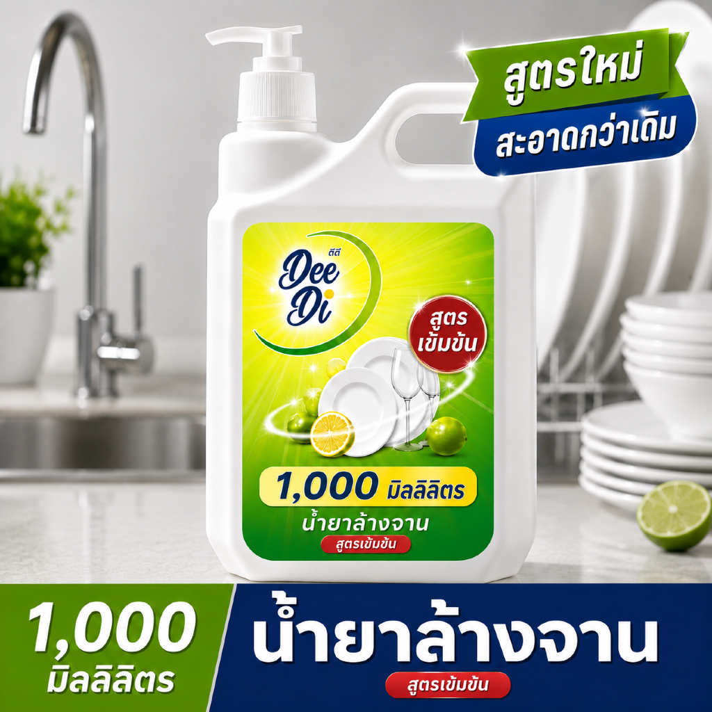 Deedi ดีดี้ ผลิตภัณฑ์ล้างจาน สูตรเข้มข้น กลิ่นมะนาว 1,000ml