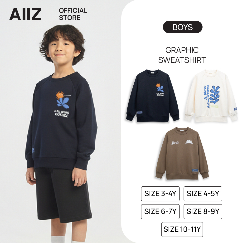 AIIZ เสื้อคอกลมแขนยาวเด็กผู้ชาย