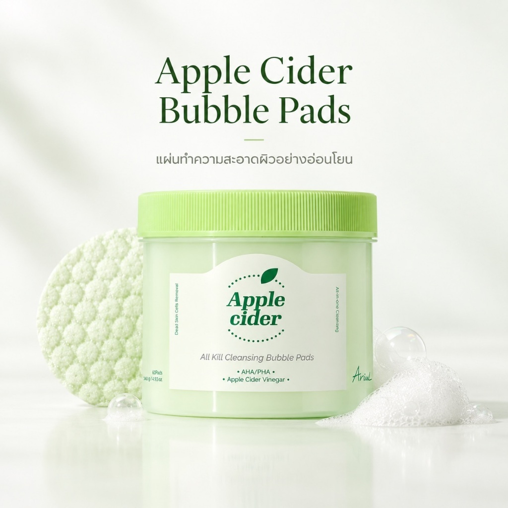 [คลีนซิ่งบับเบิ้ล] ARIUL Apple Cider All Kill Cleansing Bubble Pads 60 Pads 150 ml.
