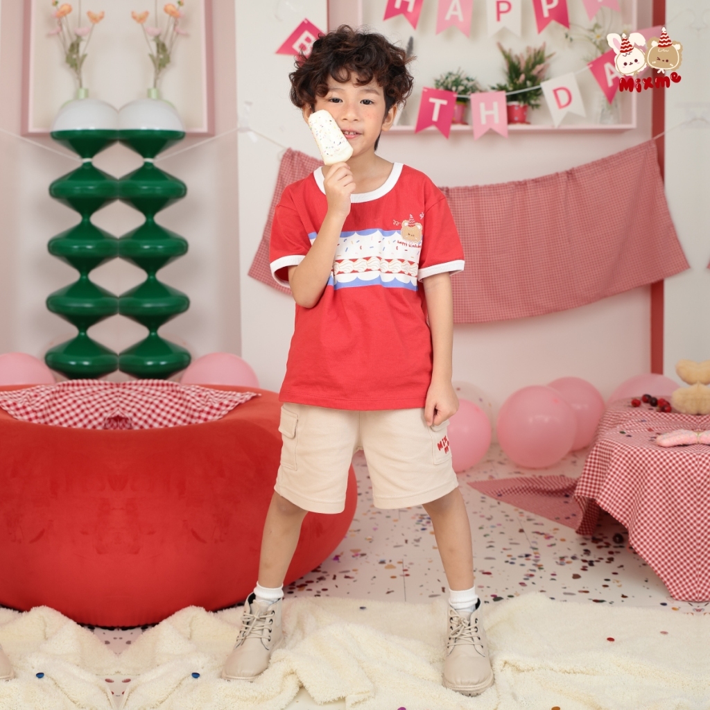 Mix Me تيشيرت أولاد قطن بنقش كعكة (1-7 سنوات) — صورة 2