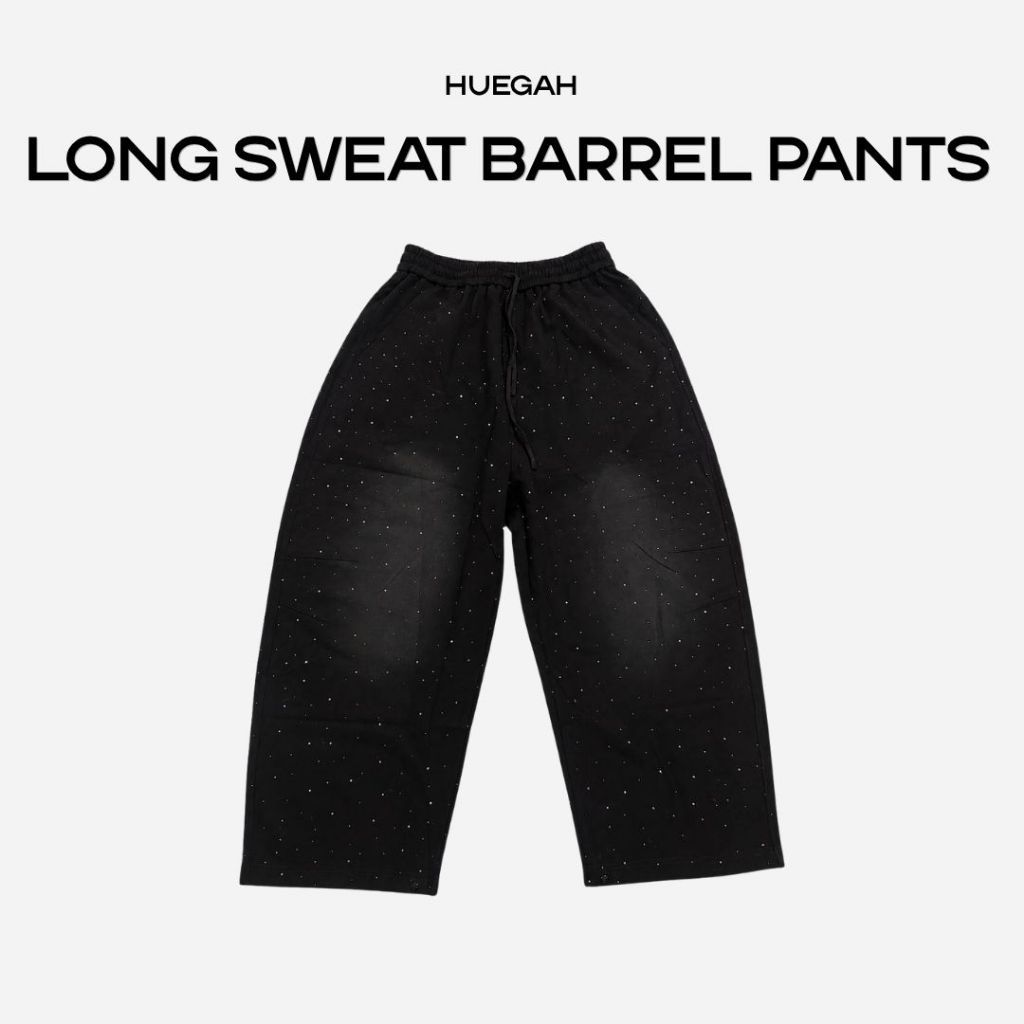 พร้อมส่ง HUEGAH Long Sweat Barrel Pants กางเกงวอร์มเพชรทรงบาเรล ไซซ์ใหญ่