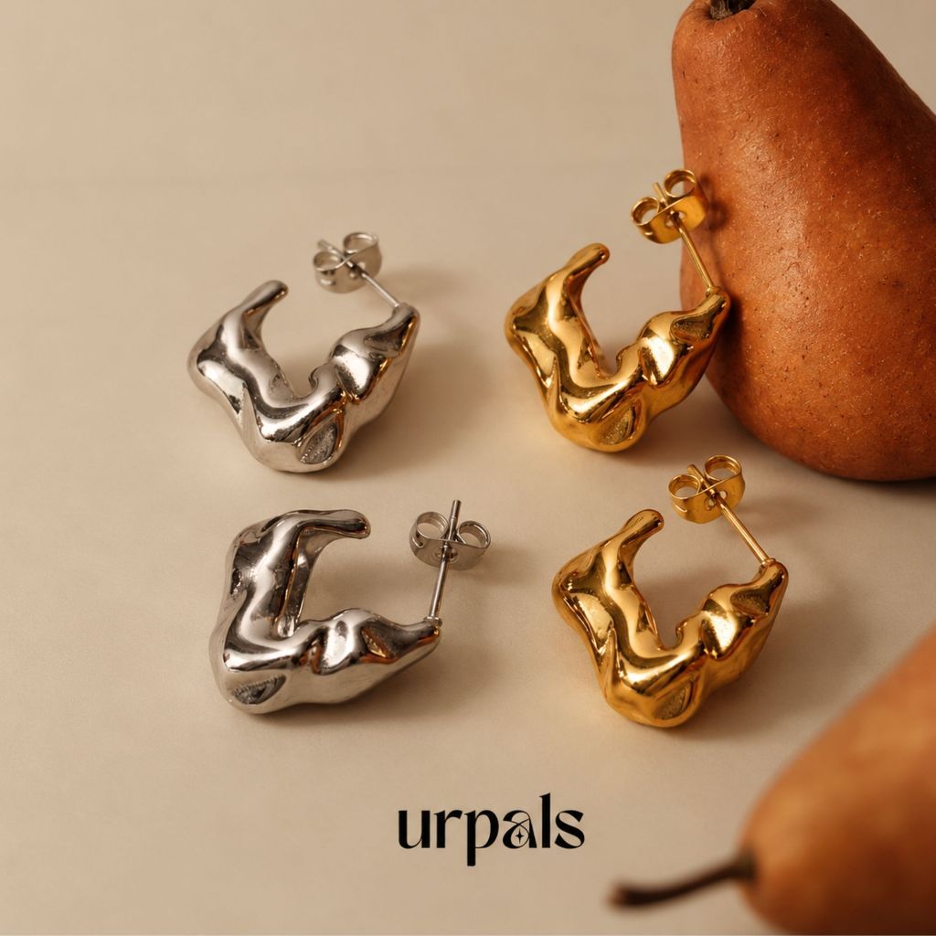 URPALS ต่างหู ต่างหูห่วง Stainless ชุบทอง 18K แมทง่าย ไม่ลอกไม่ดำ โดนน้ำได้