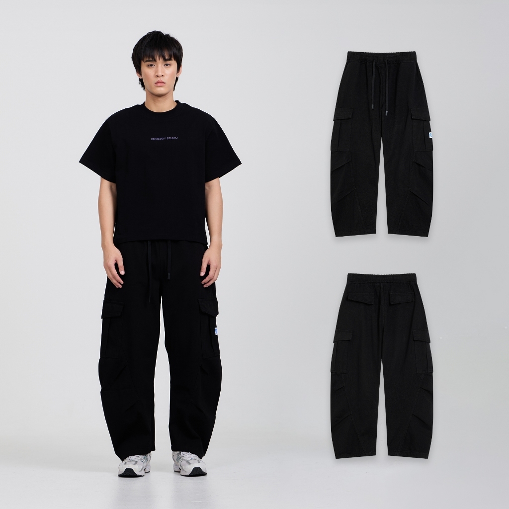 HOMEBOY กางเกงขายาว HB.HEART.PATCH.CARGO คอตตอนโพลี่เอสเตอร์ ใส่ไปทำงานได้