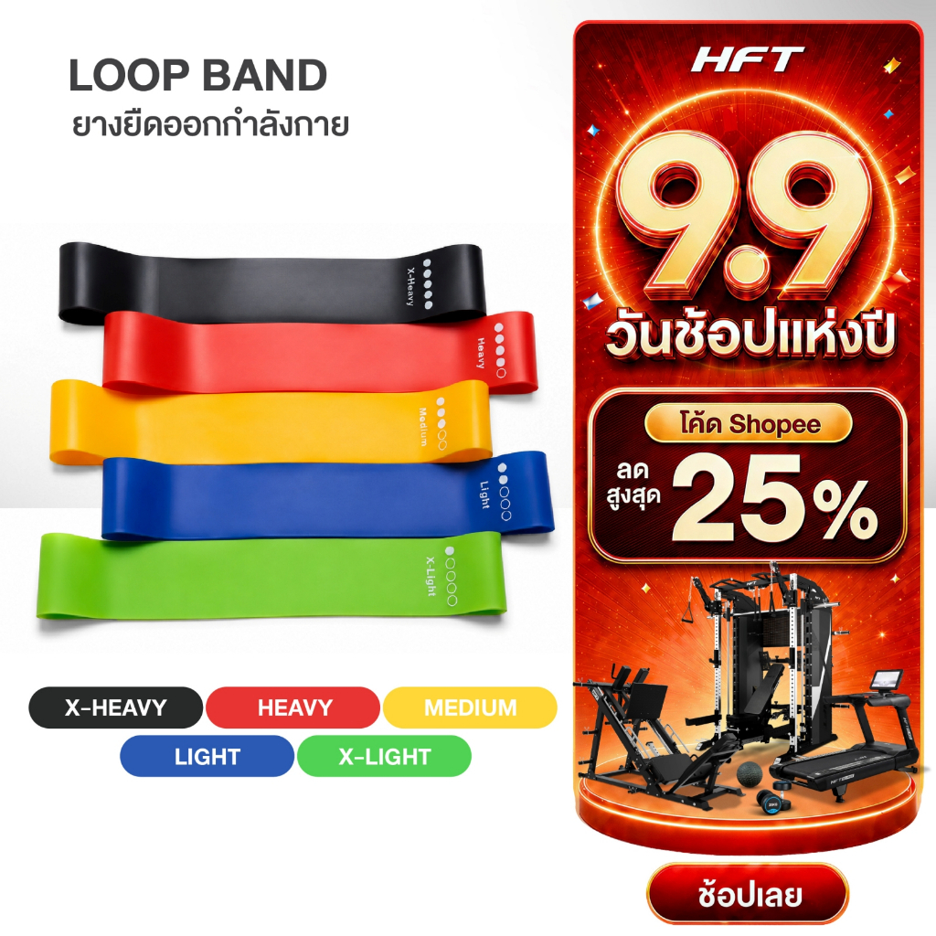 HFT ยางยืดออกกำลังกาย Loop Band เหนียวพิเศษ ยางดึง กระชับสัดส่วน Resistance Band- Homefittools