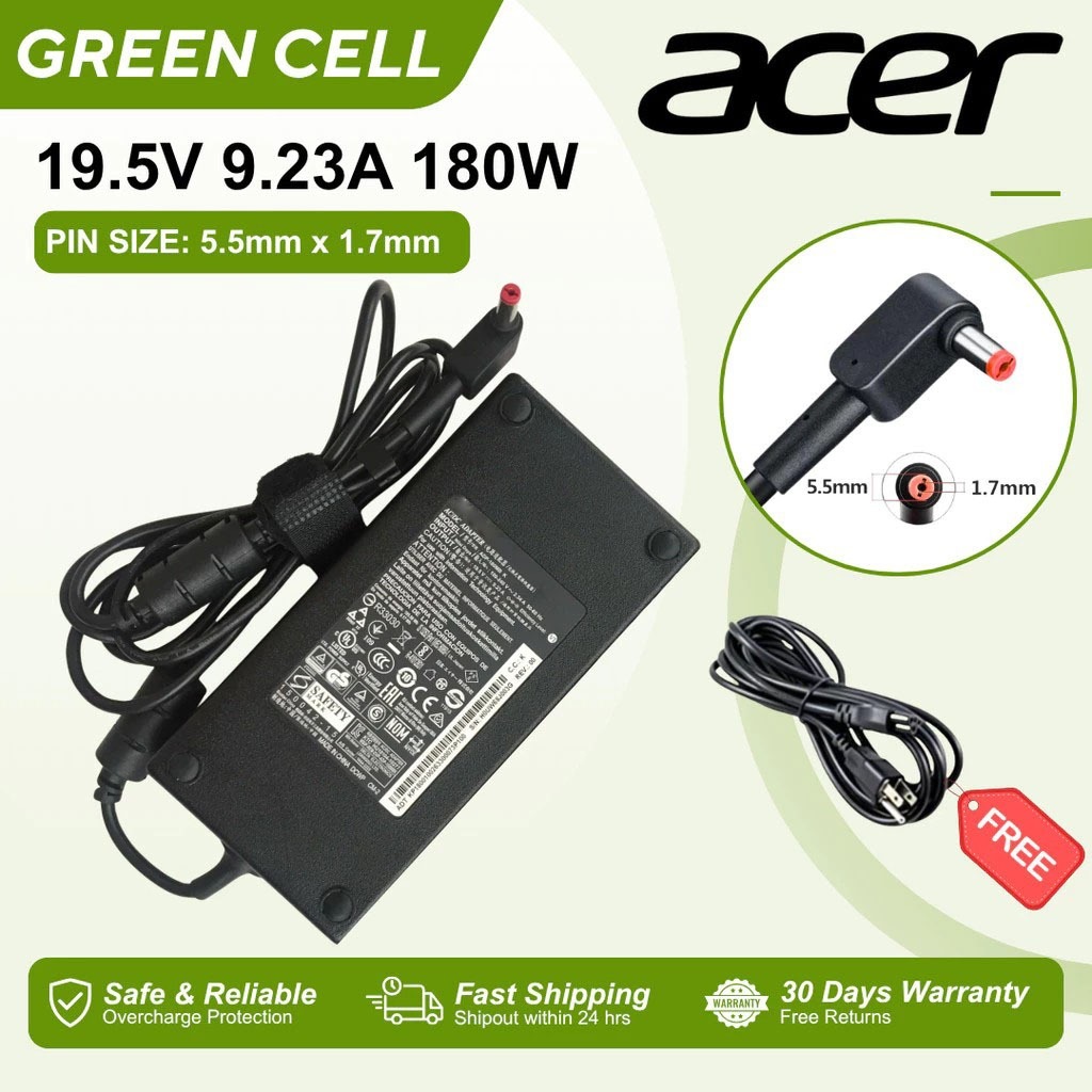 ใช้ได้กับ Acer Adapter Predator Helios 300 PH315-51, G3-571, G3-571 / Nitro 5 AN515-45, AN515-57 180w 5.5 Acer Adapter
