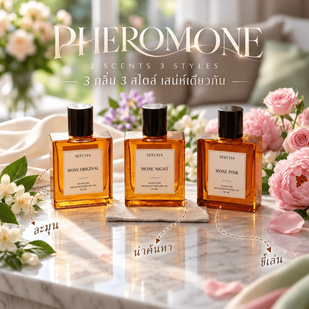 3กลิ่น MONE ORIGINAL / NIGHT / PINK SEECHA Oil Perfume น้ำหอมออยล์ฟีโรโมน หอมติดทนนาน 50ml.