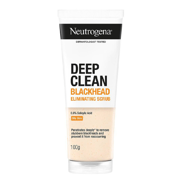 Neutrogena Deep Clean Blackhead Eliminating Daily Scrub 100ml. นูโทรจีนา โฟมล้างหน้า สูตรจัดการสิวเสี้ยน