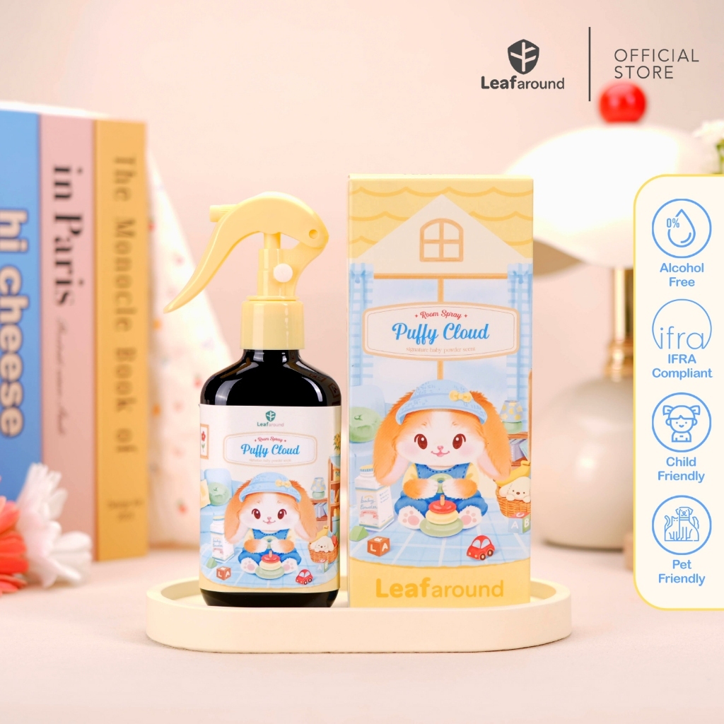 Leafaround Room Spray สเปรย์ปรับอากาศ เป็นมิตรต่อเด็กและสัตว์เลี้ยง Alcohol Free กลิ่นอ่อนโยนไม่ฉุน 