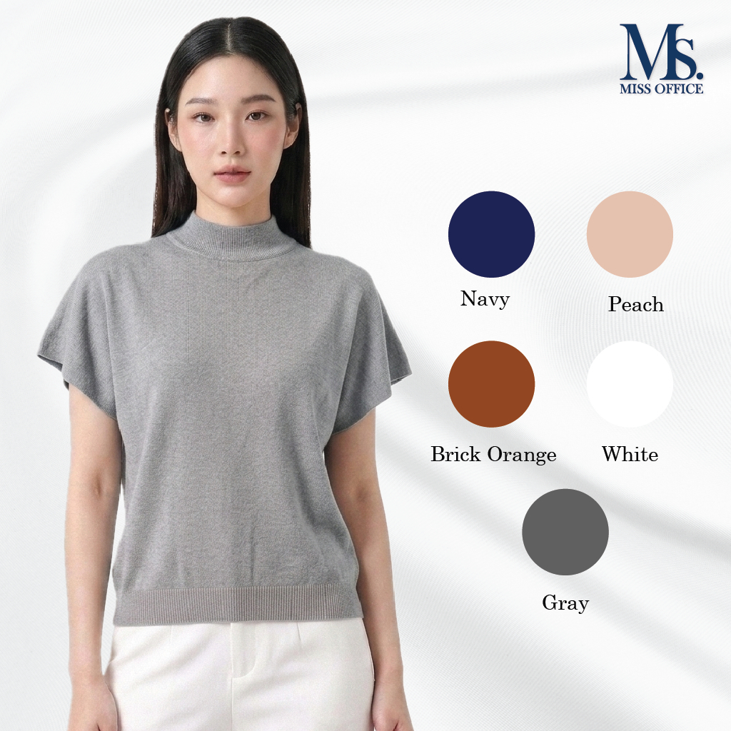 Miss Office เสื้อไหมพรมคอปีนแขนล้ำ (MT-551)